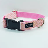 Pink with Golden Scale Pattern Dog Collar - S-L sizes with custom matching pet tag - Adventures of Rubi